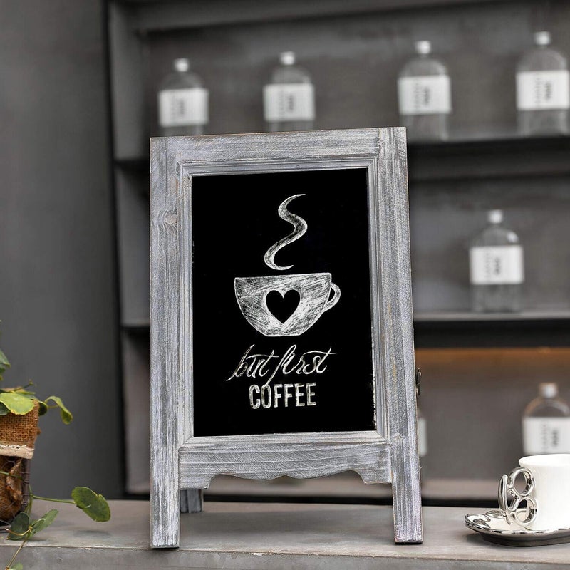 VERGOODR 15 inch Mini Tabletop Wooden A-Frame Double-Sided Slate Chalkboard Sign Easel for Business (Gray) - Image 5